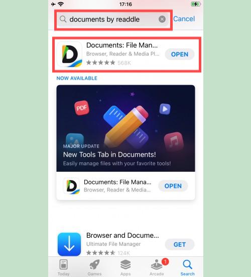 البحث عن تطبيق Documents by Readdle في متجر التطبيقات: البحث عن تطبيق 