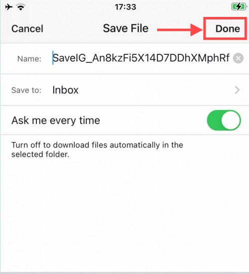 Saving Video Downloaded via SaveIG: Saving a video downloaded from SaveIG into 